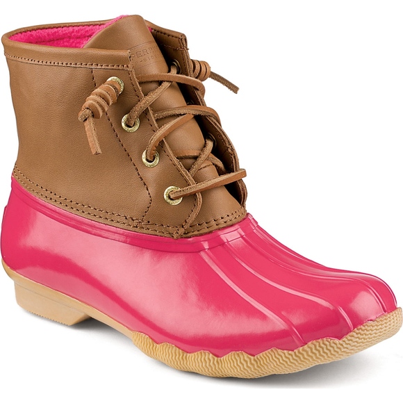 pink sperry rain boots